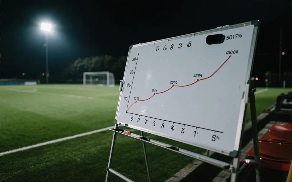 夜晚球场战术板与数据曲线，象征热门与黑马的概率变化