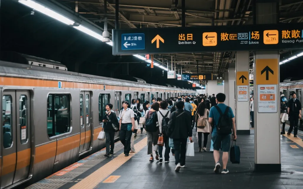 夜间散场人流与城市轨道交通站点的指引标识，理性观赛出行